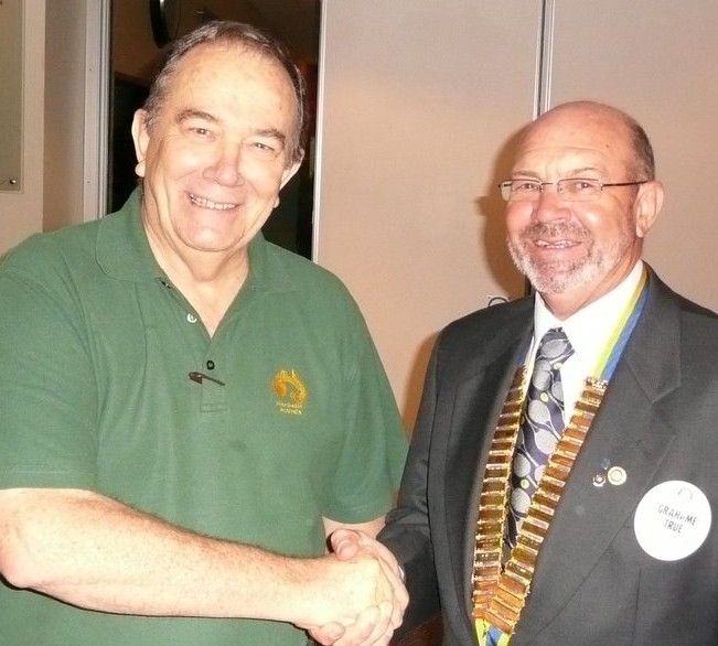 Guest Speaker Peter Sergeant and President Grahame True
